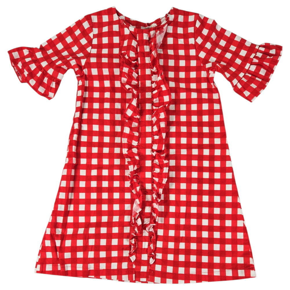 Southern Sunshine Kids Girls Sz 5 Red Gingham Ruffle Detail Dress Spring Summer